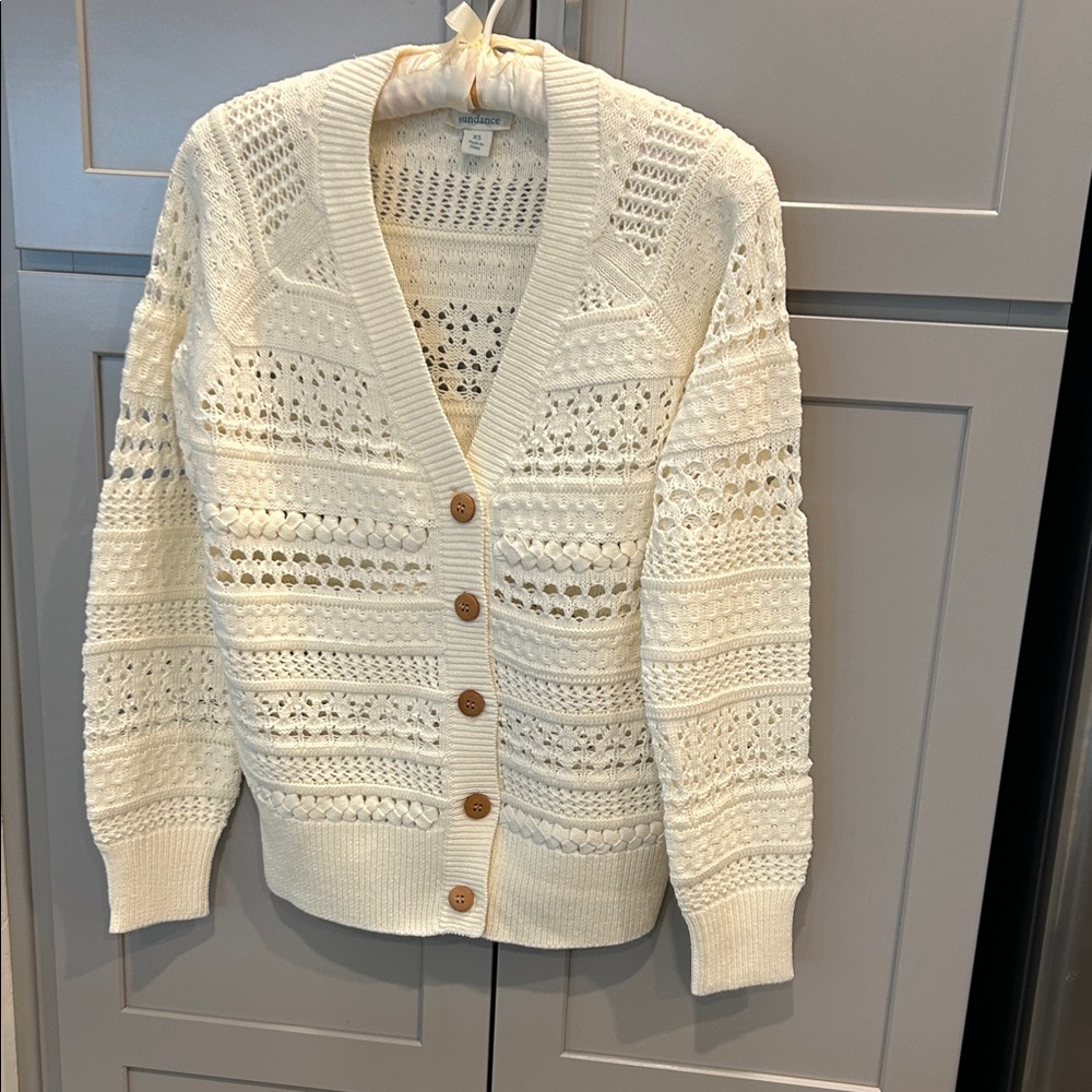 Sundance Cream Button-Up Knit Cardigan
